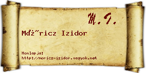 Móricz Izidor névjegykártya